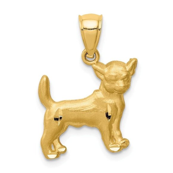 14K Gold Chihuahua Pendant New Charm Yellow - Picture 1 of 4
